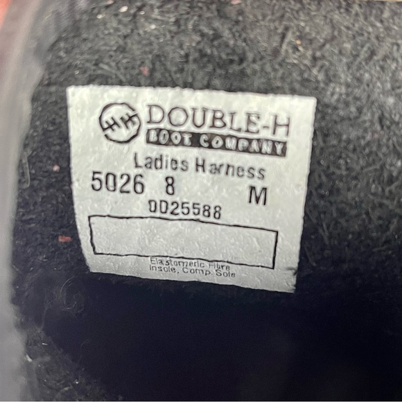 DOUBLE H BOOT CO. LADIES HARNESS 5026 ALMOND TOE SHORT LEATHER MOTORCYCLE BOOTS - Picture 13 of 14